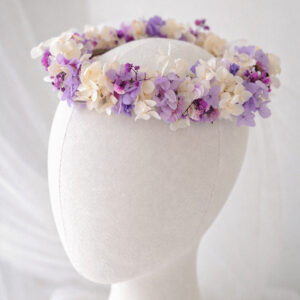 Corona flores preservadas malva