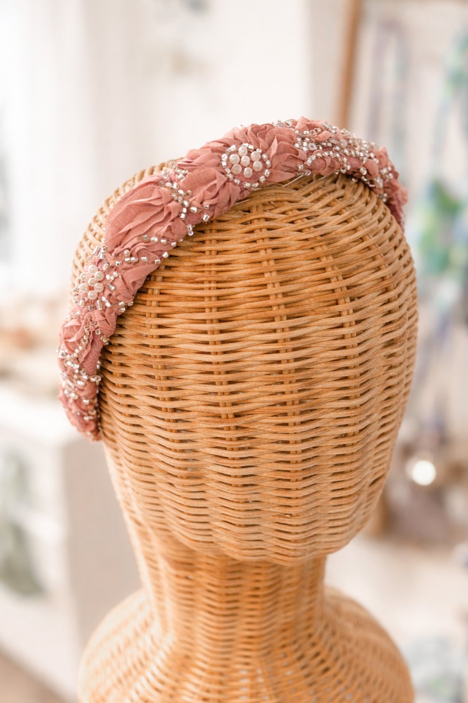 diadema perla rosa