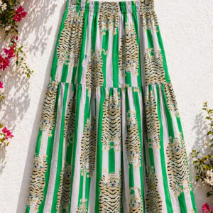 Falda Bengala: verde y rosa