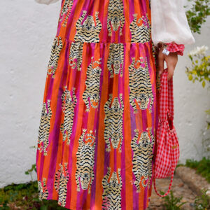 Falda Bengala: rosa y naranja