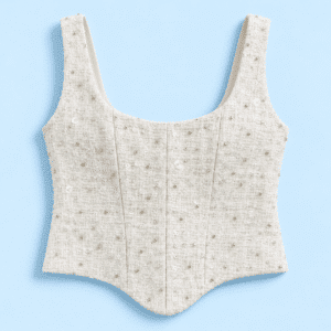 Corpiño tweed blanco con pedrería -preventa-